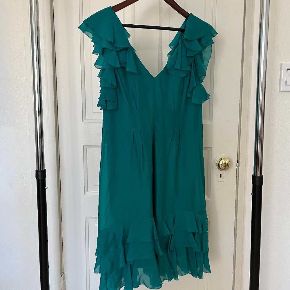 Rebecca Taylor teal silk cocktail dress